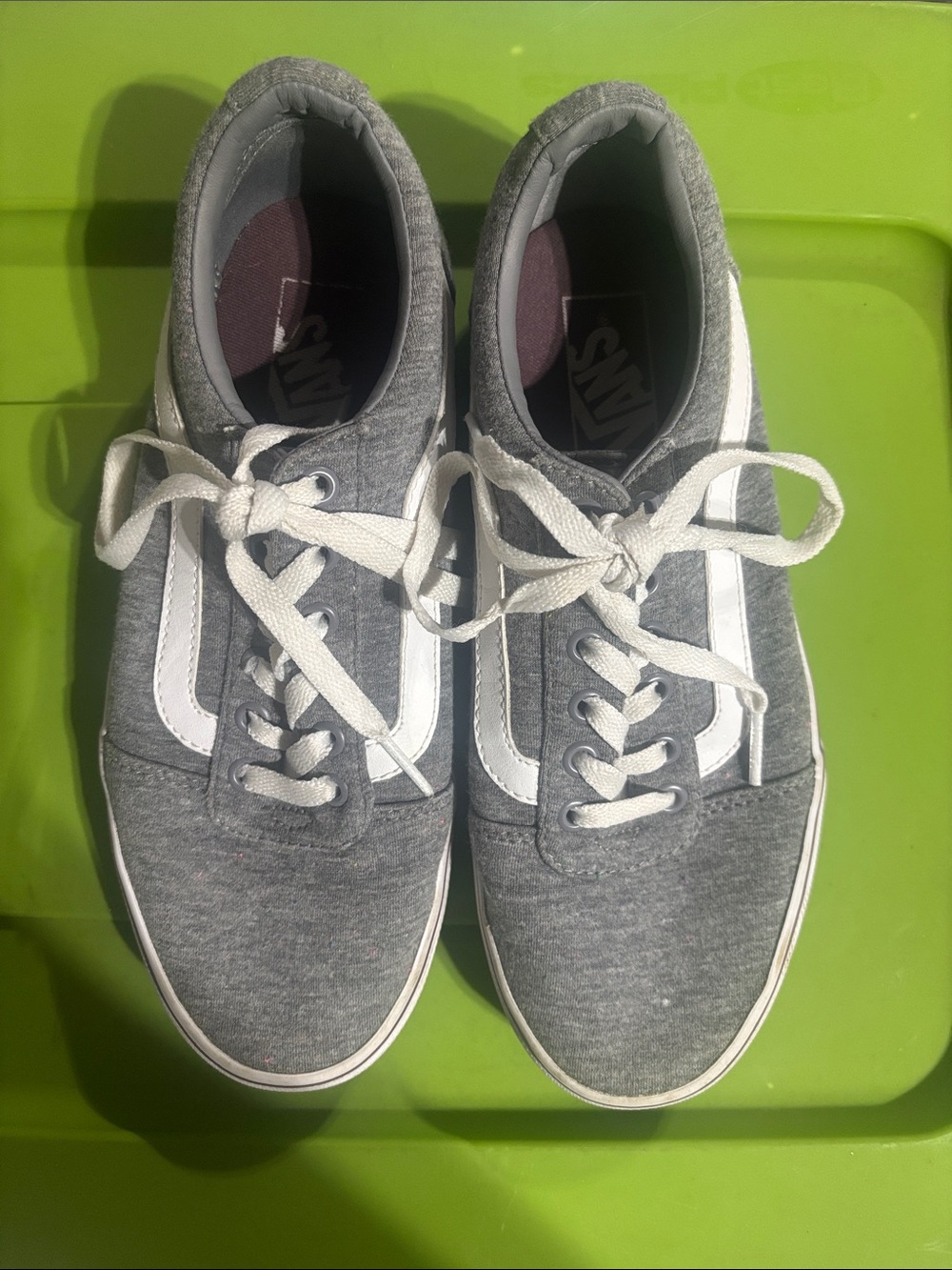 Vans Gray Canvas Low-Top Sneakers with White Sidestripe